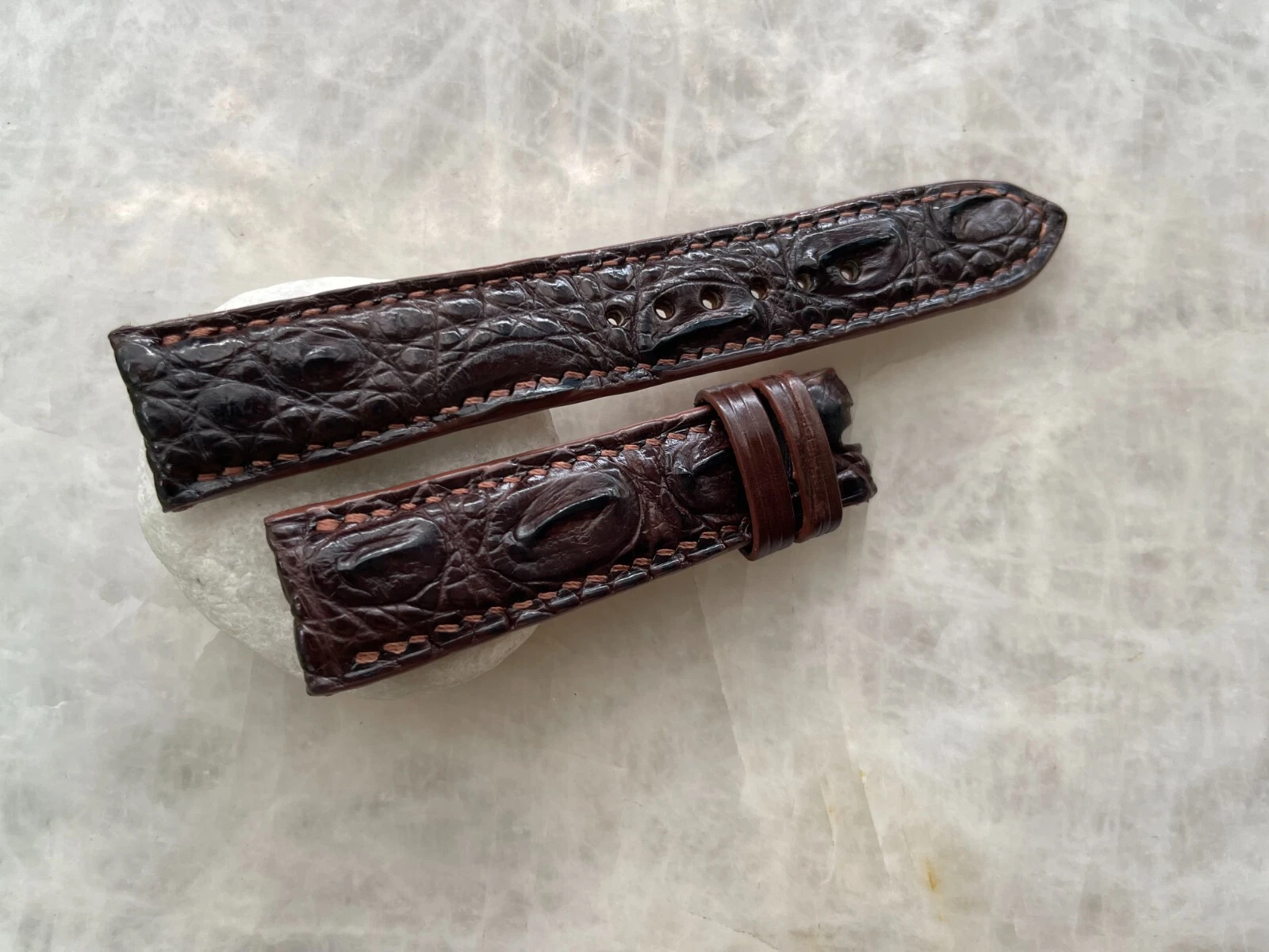 20mm/18mm Brown Alligator Crocodile Print Leather Watch Strap Band
