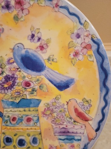 Bird Ceramic Plate Hand Painted Artist Signed Sue Zipkin 2000 birds - Picture 2 of 7