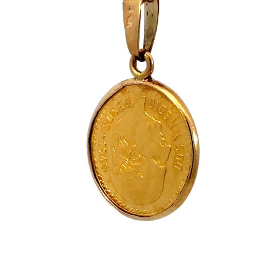 1945 Dos Y Medio Pesos Mexicanos Gold Coin and 14K Gold Bezel Frame Pendant Only - Picture 5 of 9