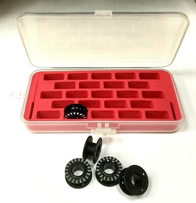 5X  Bobbins #0334365400 + Bobbin Storage Box for Bernina New 4, 5, 7 series