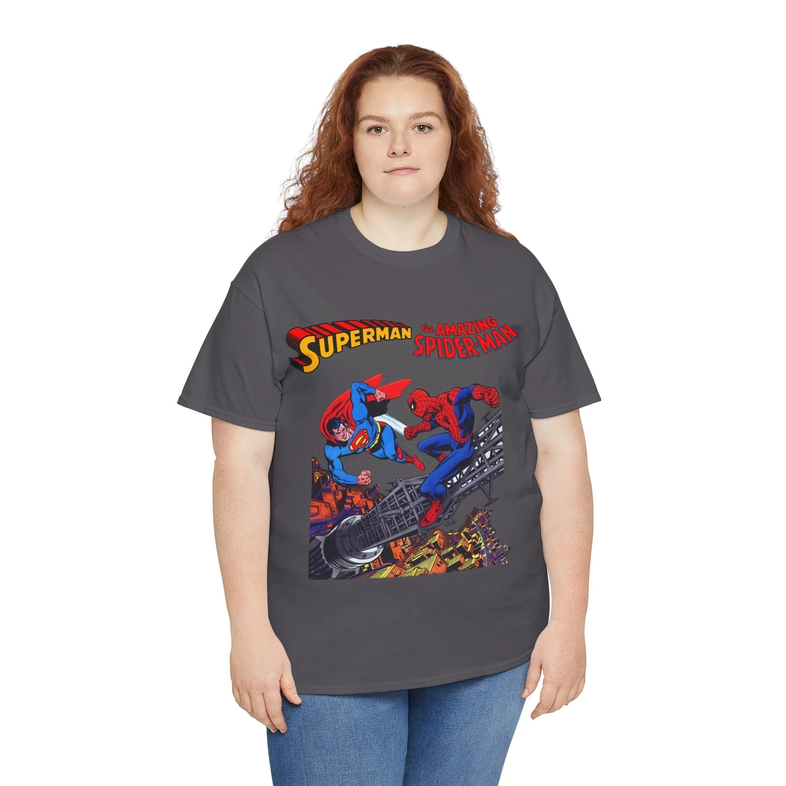Superman & Amazing Spider-Man T-Shirt - DC/Marvel Comics Crossover - 1970s