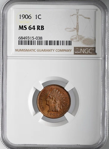1906  1C INDIAN HEAD CENT (PENNY)  "MINT STATE"   NGC MS64 RB #6849315-038