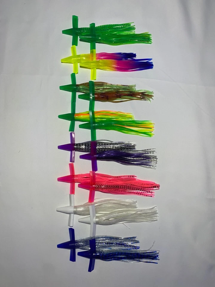 Señuelo de pesca con cadena de margaritas CONSTRUIDO A PEDIDO 8 calamares aves TUNA MAHI BIG GAME Foto 2 de 4