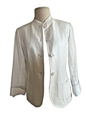 Anne Klein Petite Dressy Blazer 100 Linen Ivory White
