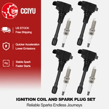 CCIYU 4 Ignition Coil + 4 Spark Plug For 2014-2015 Nissan Versa Note 1.6L L4