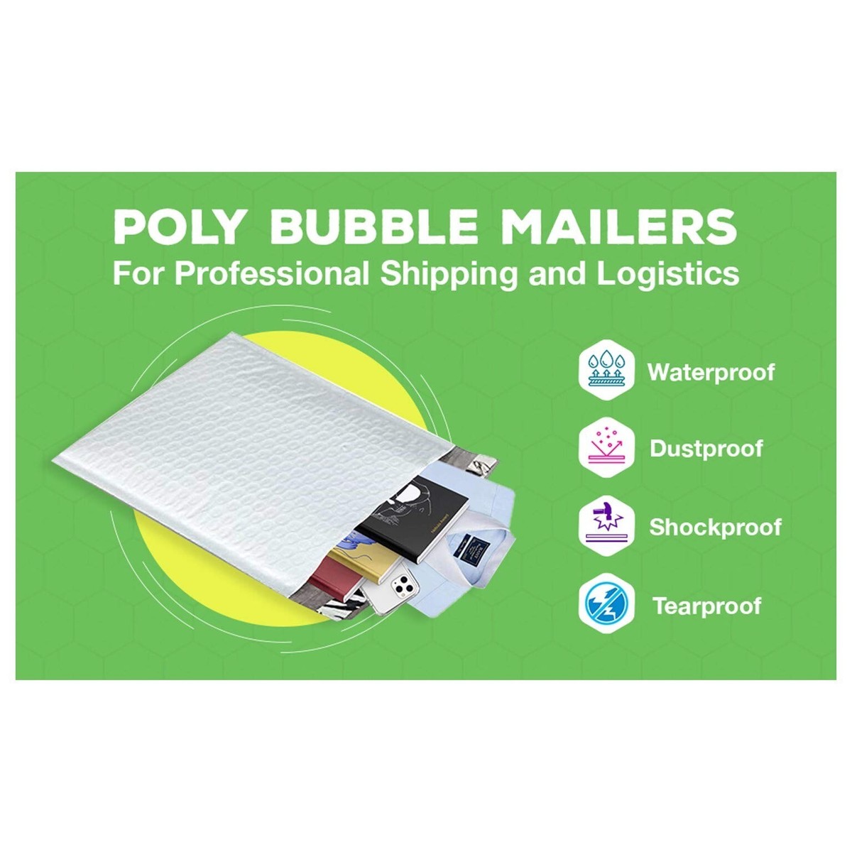 12.5x19 Inch Poly Bubble Mailers - Self-Sealing Padded Envelopes (50-Pack)
