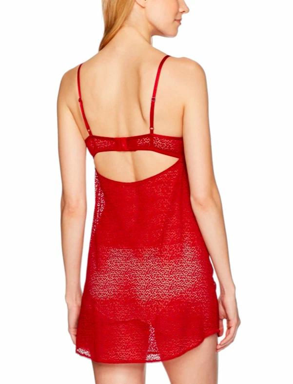 Peluche DKNY rojo moderno de encaje sin forro Demi Chemise para mujer M 38B 34C 36C precio de venta sugerido por el fabricante: 67 USD Foto 2 de 4