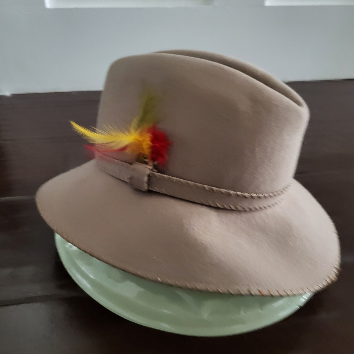 Vintage Mr K Originals Wool Hat with Feather Tan Color | eBay