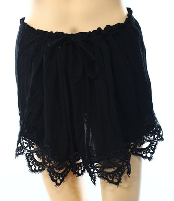 ReNamed NEW Black Womens Medium M Crochet Trim Drawstring Mini Skirt 43 DEAL On Line