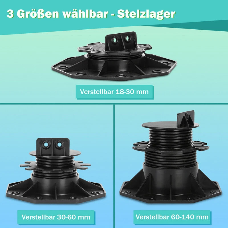 Stelzlager Terrassenlager Feinsteinzeug Fliesen Stein Plattenlager WPC 18-140mm - Bild 3 von 4
