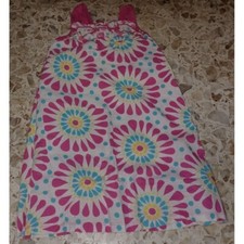 What a Doll Girl's Summer Dress S 6/6X White Pink Blue Flower Power