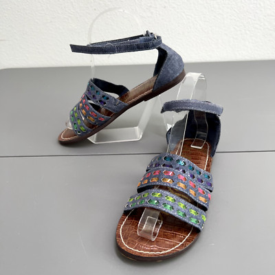 Sam Edleman Sandals Girls 4 Gigi Bae Kids Youth Adjustable Strappy Flat Chambray