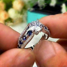 3 Ct Round Cut Simulated Diamond Solitaire Engagement Ring 14K White Gold Plated