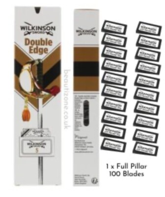 New 100 Wilkinson Sword CLASSIC Double Edge Razor Blades - 20 packs of 5 Germany