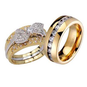  His  and Hers  Wedding  Rings  3 pcs Engagement  CZ Sterling 