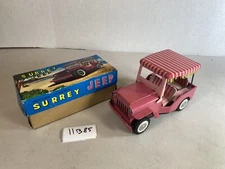 SSS Surrey Jeep friction powered toy car pink original box tin litho 11B85