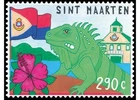CARIBBEAN NETHERLANDS SINT MAARTEN 2026 CHILDREN'S DRAWINGS REPTILES FLAG