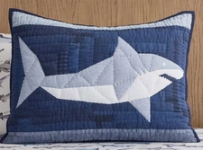 Pottery Barn Kids Patchwork Heritage Shark STANDARD Sham Blue Multi Quilted NEW