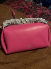 DKNY Shoulder Bag Pink Crystal Accent Silver Hardware Detachable Strap