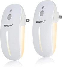 Sensky [2 Pack Plug in Night Light with 132 without motion sensor, Warm White 