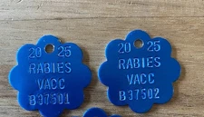 2 Pcs Aluminum 2025 Rabies Vaccination Dog Tags  Vet Tag Dogs Cats