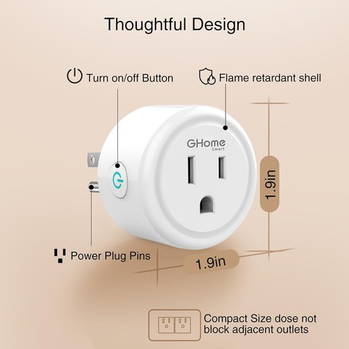 NEW GHome WiFi Smart Plugs Work with Alexa and Google Home 2.4GHz Wi-Fi Only - Picture 9 of 9