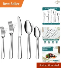 20 Piece Silverware Set, Stainless Steel Flatware Cutlery Set, Kitchen Utensi...