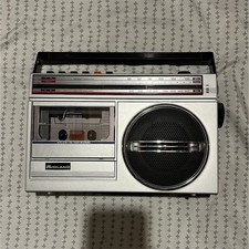 Midland 19-101 AM/FM Cassette Radio Boombox Silver Black