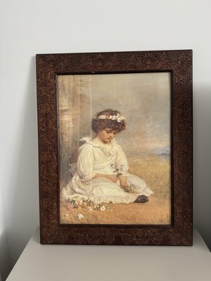 Vintage Frame Art Print The Little Speedwells Darling Blue John Everett Millais