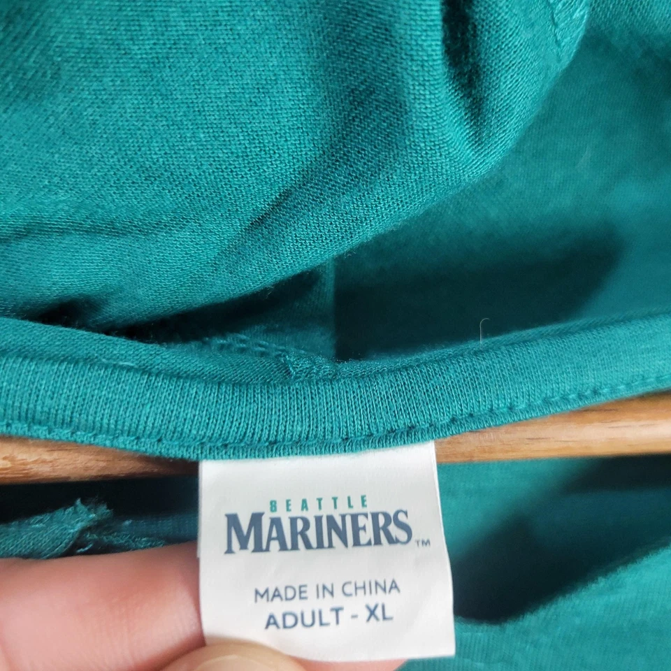 Seattle Mariners Shirt Mens XL Teal Hooded Long Sleeve MLB Baseball Lightweight - Image 3 of 4