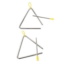 5" Musical Steel Triangle with Striker, 6" Hand Percussion Music Silver