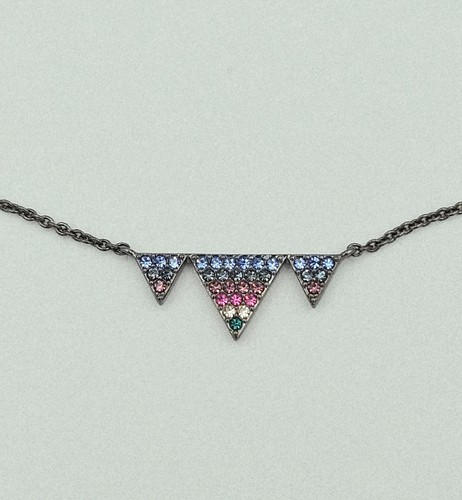Collana con ciondolo trio triangolo invertito tono e cristalli canna di fucile Nadri - Foto 3 di 10