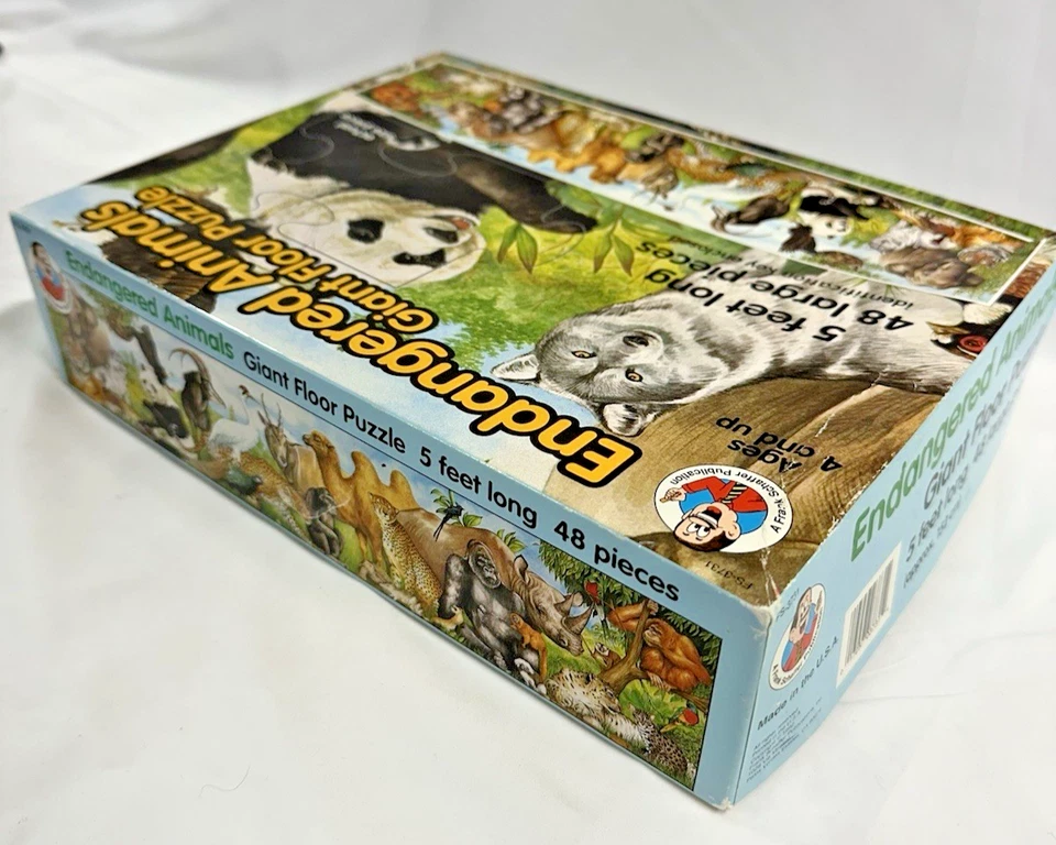 Endangered Animals Giant Floor Puzzle 48 Pcs. 5ft Long Complete Set Vintage 1992 - Image 2 of 4