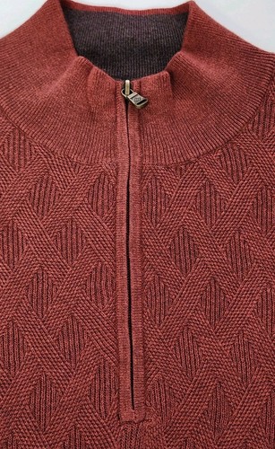 Men's Sz XL Joseph Abboud Heritage Sweater Cotton-Cashmere 1/4 Zip Rust Brown - Picture 6 of 13