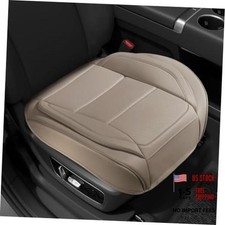 2Pcs Car Seat Cover Front PU Leather Seat Covers Beige-Front Bottom 2 Piece