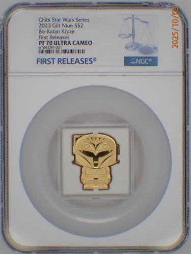 2023 NIUE 1 Oz .999 SILVER $2 STAR WARS GILT CHIBI BO-KATAN KRYZE NGC FR PF70UC