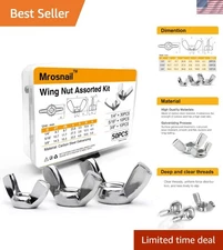 50 PCS Wing Nut Assorted Kit - Durable Carbon Steel & Zinc Plated Fasteners