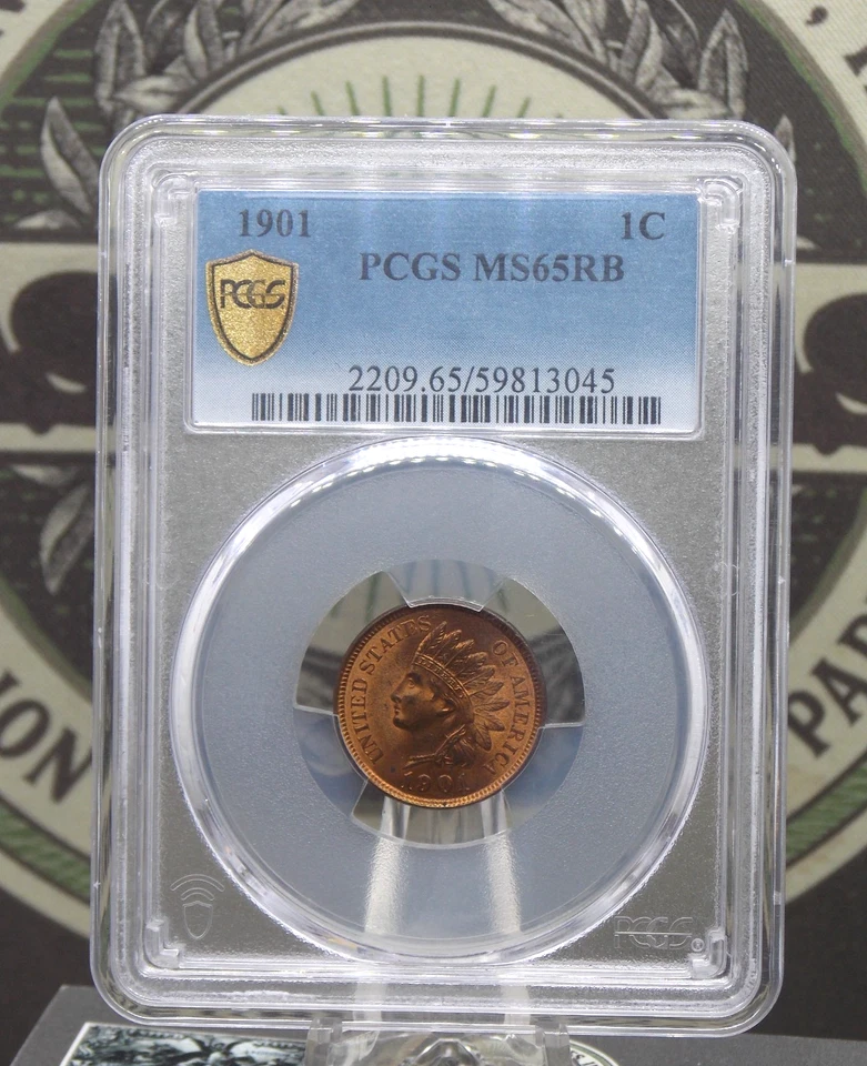 1901 Indian Head Cent Penny 1c PCGS MS65 RB #045 Red Brown Gem BU Unc ECC&C, Inc - Image 3 of 4