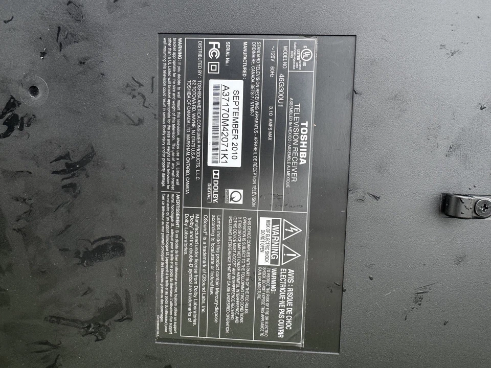 Toshiba TV 46G300U1~ Suporte/Base~ PRETA~ Com Parafusos~S/N A37170M42071K1 - Imagem 2 de 4