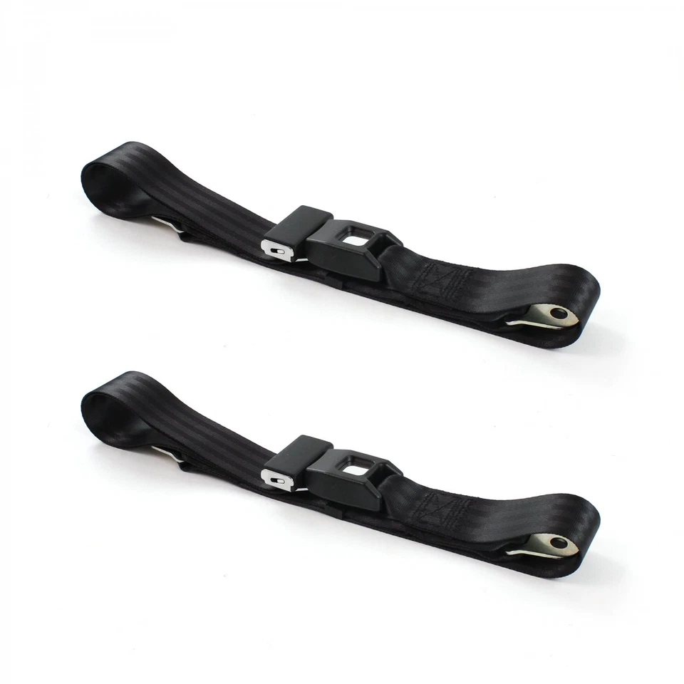 Ford Fairlane 1968 - 1969 Standard 2pt Black Lap Bucket Seat Belt Kit - 2 Belts  - Imagem 2 de 4