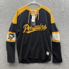 CCM Vintage NHL PITTSBURGH PENGUINS Pullover Lace-Up Sweatshirt Sz. Med NWT