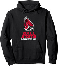 Ball State Cardinals Icon Black Officially Licensed Pullover Hoodie