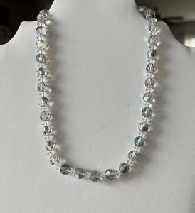 Vintage CORO Aurora Borealis Crystal Glass Choker Necklace 16 1/2 Inch