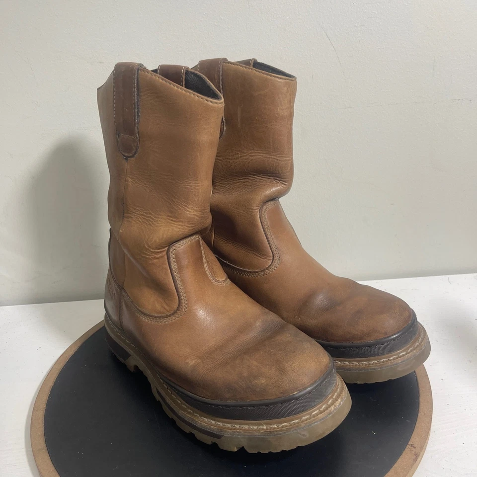 Botas de Trabajo Chinook Rancher Pull-On Hombres 10.5 Cuero Marrón Sin Cordones Resistentes al Aceite Foto 2 de 4