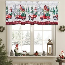 New Christmas Kitchen Curtains Red Xmas Window Curtain 54x18 Inch Winter Holiday