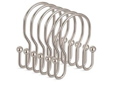24 Pack Double Shower Curtain Hooks Rings, TENOVEL Brushed Nickel