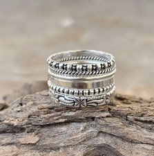 Sterling Silver Stacking Ring Set: Twisted Beaded Birthday Ring All Size R372