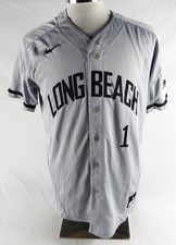 2019 Long Beach State Dirtbags #1 Game Used Grey Jersey Baseball L 596