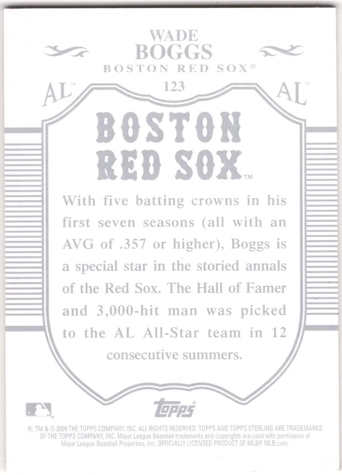 2009 TOPPS STERLING FRAMED WHITE 123 WADE BOGGS BOSTON RED SOX SET BREAK!* 19/50 - Image 2 of 2