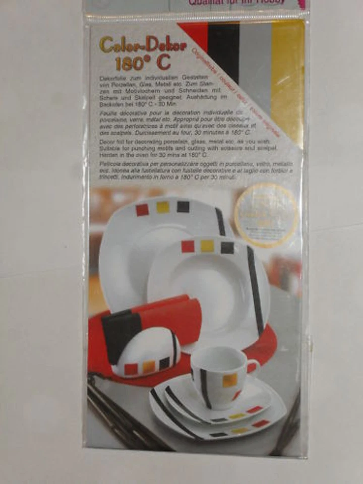 EFCO 4 feuilles décoratives pour porcelaine, couleur: Rouge, Noir, Doré, Argenté